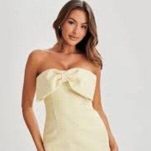 Elizabeth Tweed Bow Mini Dress - Lemon